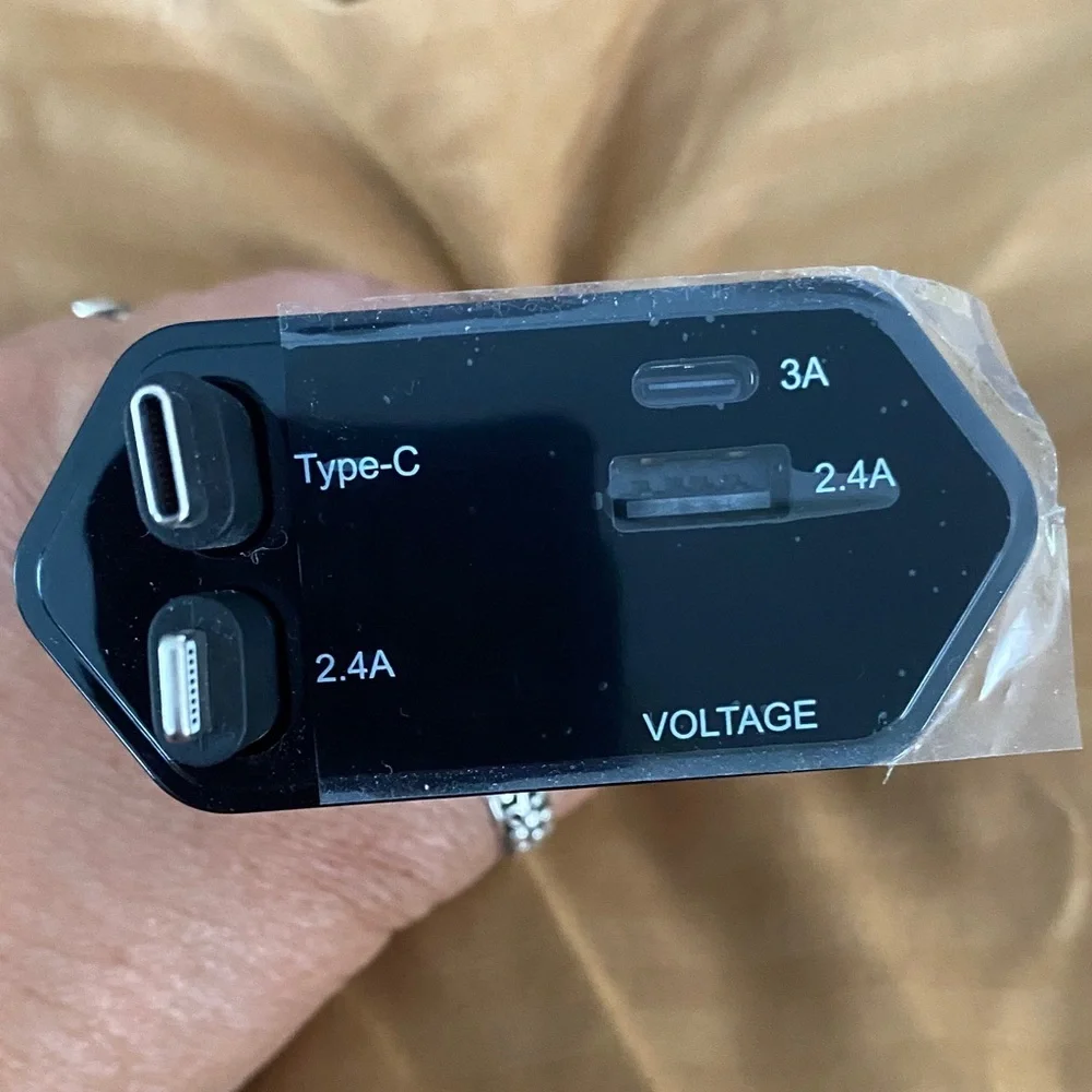 High-Speed Black USB Car Charger with Type-C Port